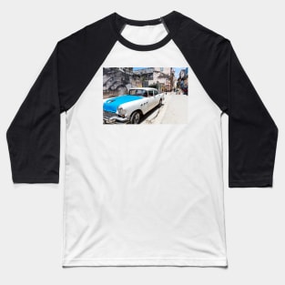 Blue And White Car In Havana, Cuba Baseball T-Shirt